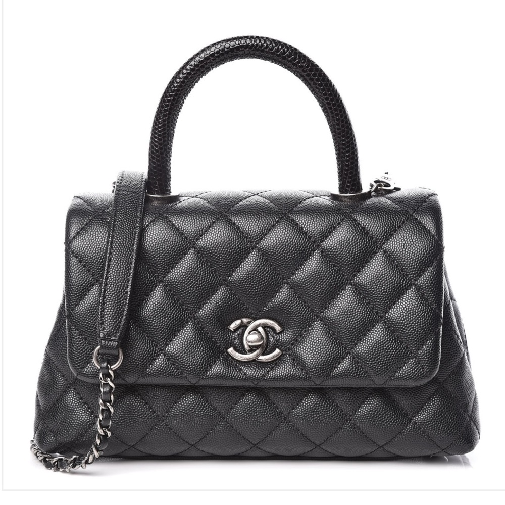 Black Chanel Mini Coco Handle With Silver Hardware